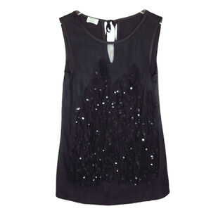 Philosophy Di Alberta Ferretti Silk Top 4 Black Tulle Sequin Tie Closure Coctail